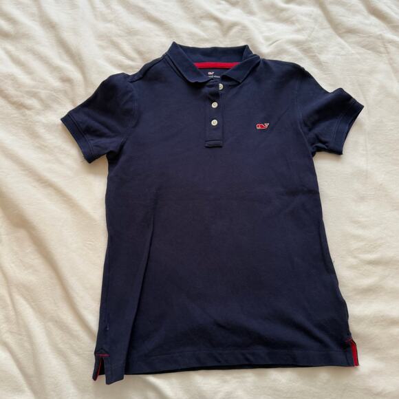 Vineyard Vines Target Navy Blue Polo Shirt Red Embroidered Whale Size 7 - Picture 1 of 5